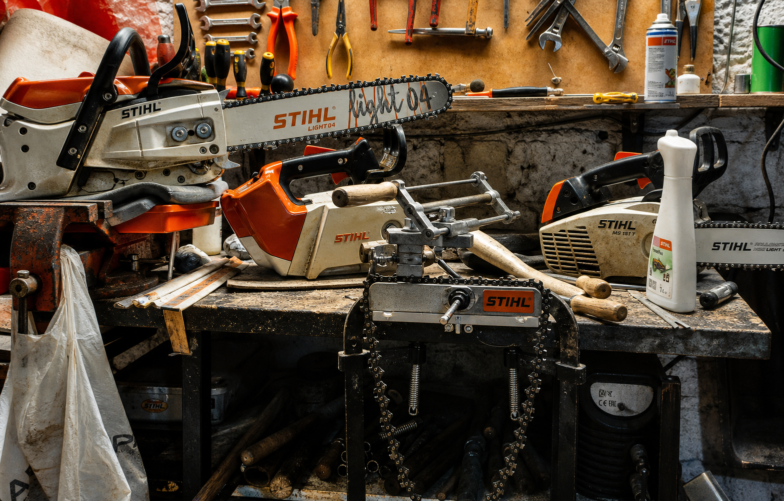Motoseghe e attrezzature da taglio in officina